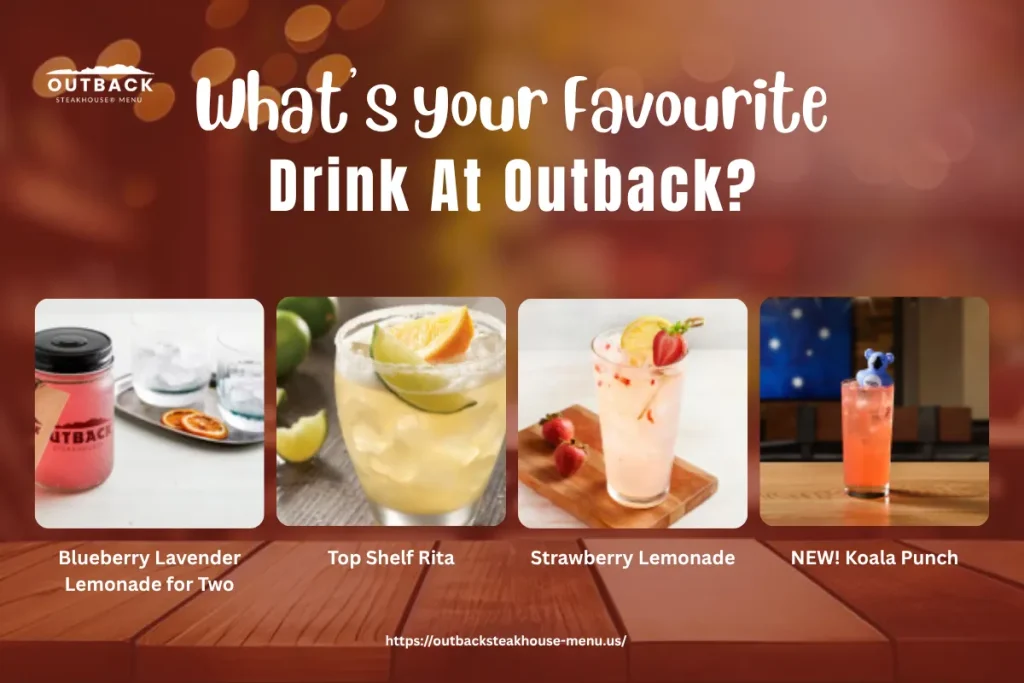 Outback Drink Menu with prices and calories